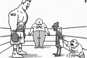 Caricature sur le FMI et l'OMC