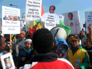 Manifestion contre Meles Zenawi à Londres