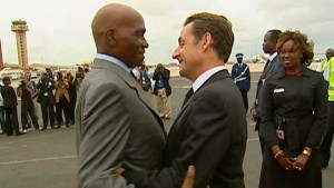 Nicolas Sarkozy et le président sénégalais Abdoulaye Wade