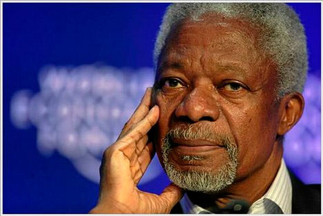 Citation de Kofi Annan « Aujourd'hui nous vivons dans un monde où un homme a plus de chances d'être jugé s'il tue une seule personne que s'il en tue 100 000 ! »