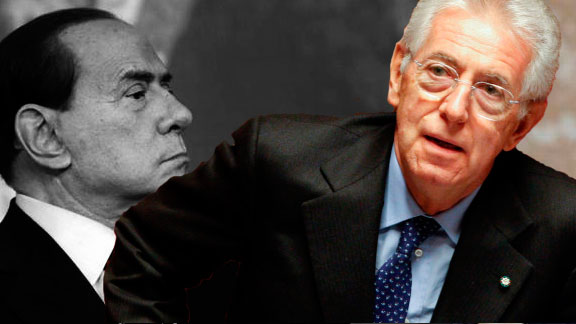 Mario Monti n'appartient formellement à aucun parti politique. En novembre 2011, il est nommé sénateur à vie. Le 13 novembre, au lendemain de la démission du président du Conseil Silvio Berlusconi, le chef de l'État le charge de former un gouvernement, ce qu'il accepte.