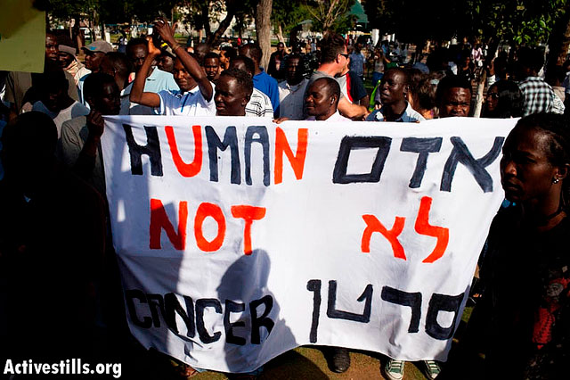 Une protestation des réfugiés africains pour les droits de l'homme à Tel-Aviv, Israël, le 10 juin 2012.