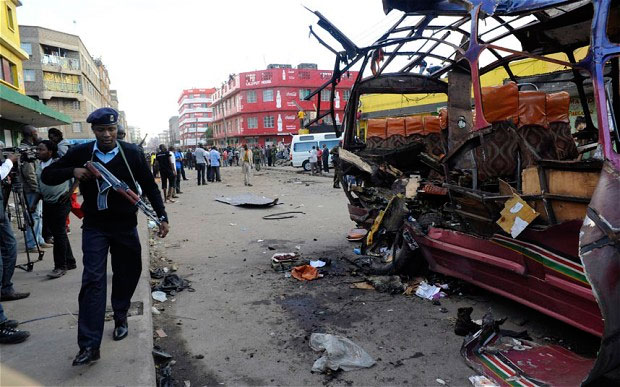 L'Explosion du minibus le 18 novembre 2012 à Nairobi a été attribuée au groupe Al-Shabbaab. PHOTO AP