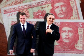Les Russes coûte que coûte désirent conserver leur relation stratégique avec Cuba. Dmitri Medvedev et Raul Castro à La Havane.