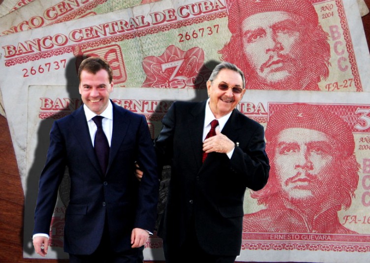 Les Russes coûte que coûte désirent conserver leur relation stratégique avec Cuba. Dmitri Medvedev et Raul Castro à La Havane.