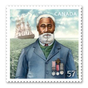 Le 1er février 2010, le Canada émet un timbre tiré à 1.6 million d’exemplaires à l’effigie de William Hall. Hall est représenté devant un paysage marin composé du HMS Shannon. Il arbore sa Croix de Victoria, la Médaille de la Rébellion indienne, la Médaille turque de Crimée et la Médaille de Crimée.