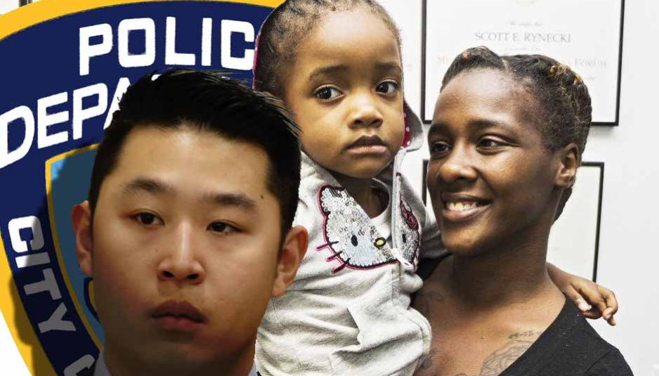 L'ex-agent de police Peter Liang du NYPD et Kimberly Ballinger avec sa jeune fille.