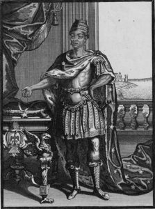 Le roi d'Essenie, au 18e siècle à Paris où il reçu le baptême, apprit les coutumes du pays, avant de retourner en Afrique, pour régner sur son peuple.