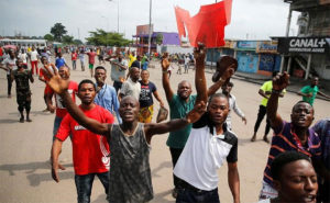 Manifestation à Kinshasa contre le Président  Joseph Kabila dans les rues de la capitale de la République démocratique du Congo , le 20 décembre 2016.